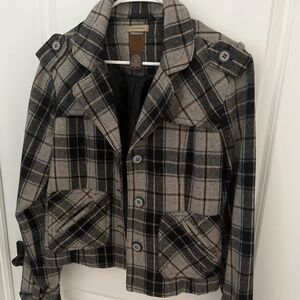 Ruff hewn moto  Jacket plaid grey black